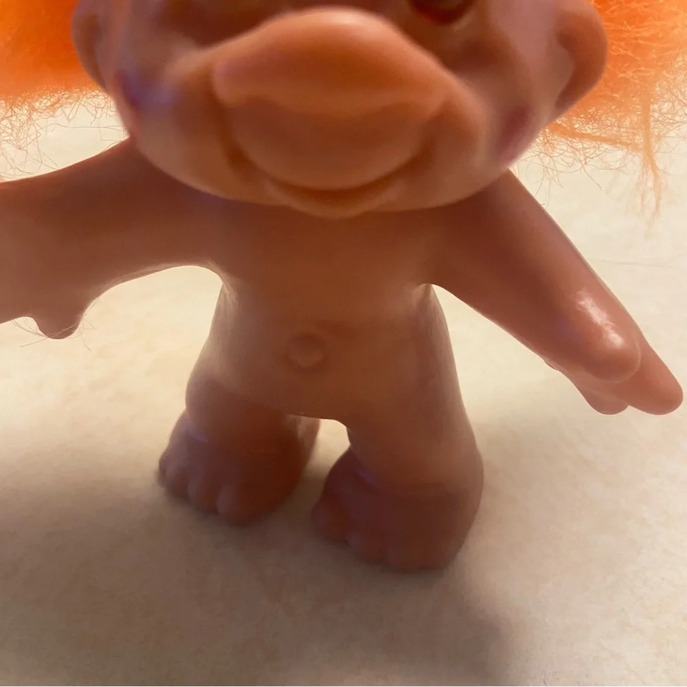 Vintage Troll Doll DAM 1986 Orange Hair 5” Nude No Clothes Ugly Doll Kitchsy